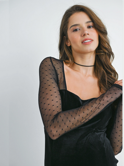 Robe grossesse noire tendance plumetis velvet