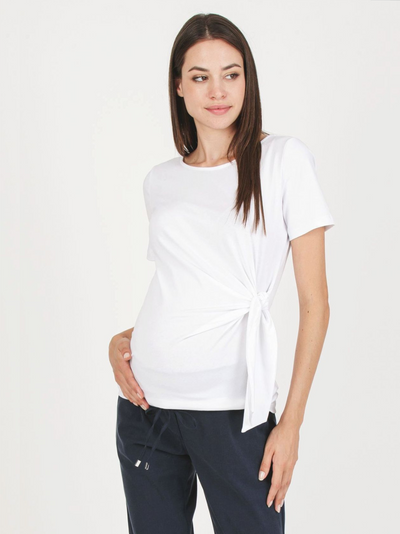 T-shirt de grossesse à noeud blanc Karen