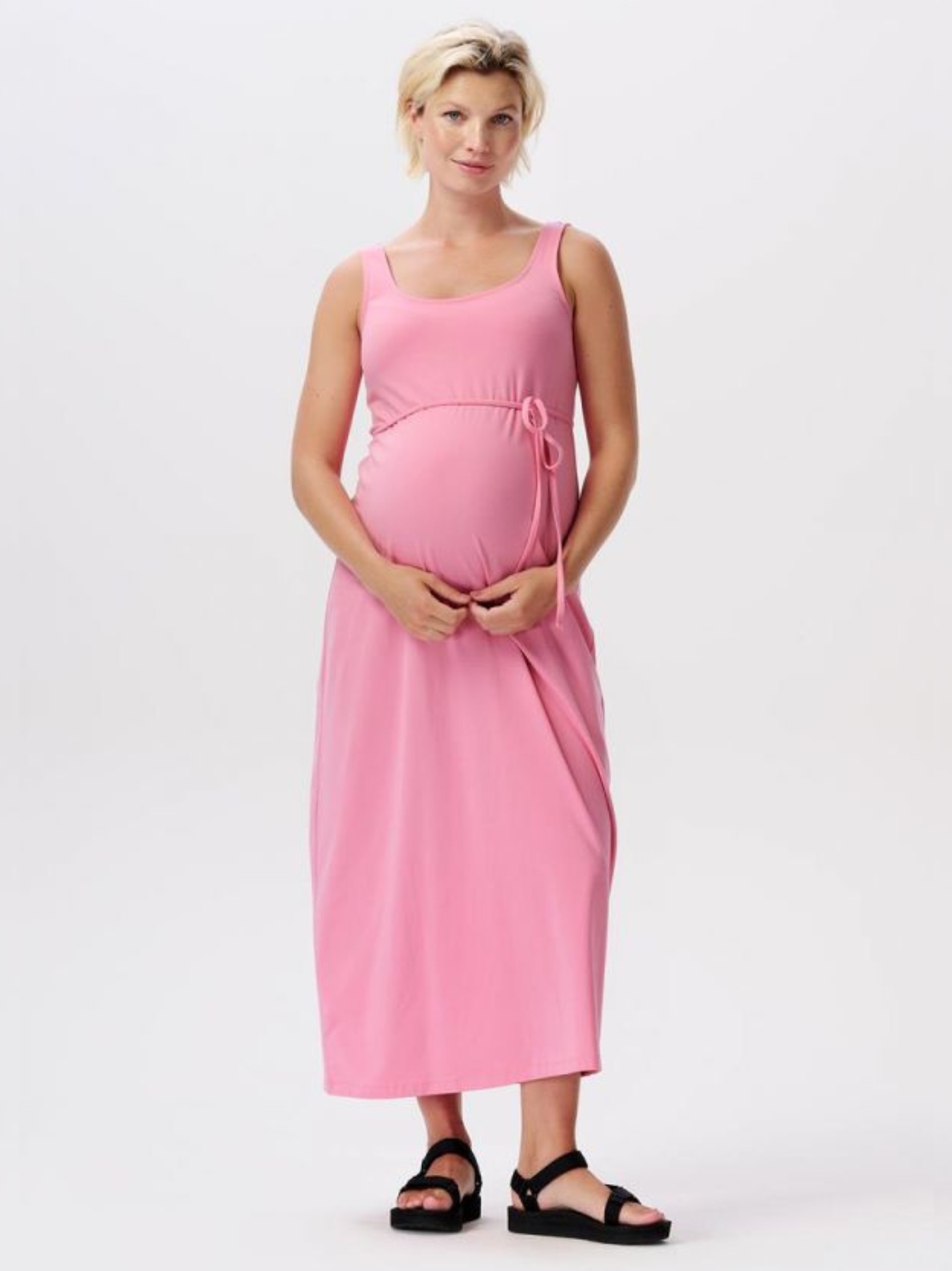 Pink cotton maternity dress