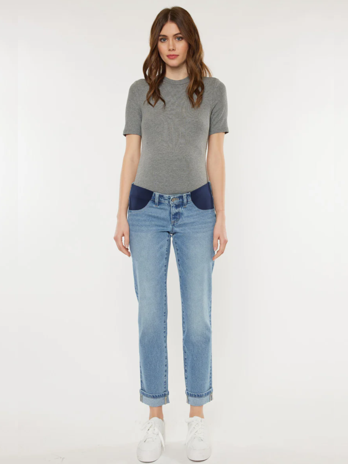 Jeans de grossesse Boyfriend en denim clair