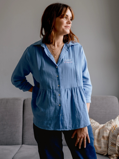 Blouse en gaze de coton Bleu ciel