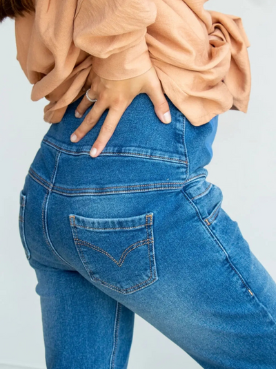 Jeans de grossesse en denim bleu