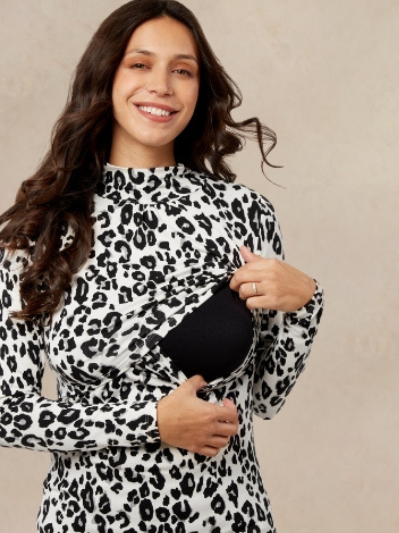 Leopard print blouse with turtleneck