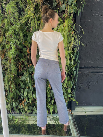 Pantalon élégant bleu pailleté