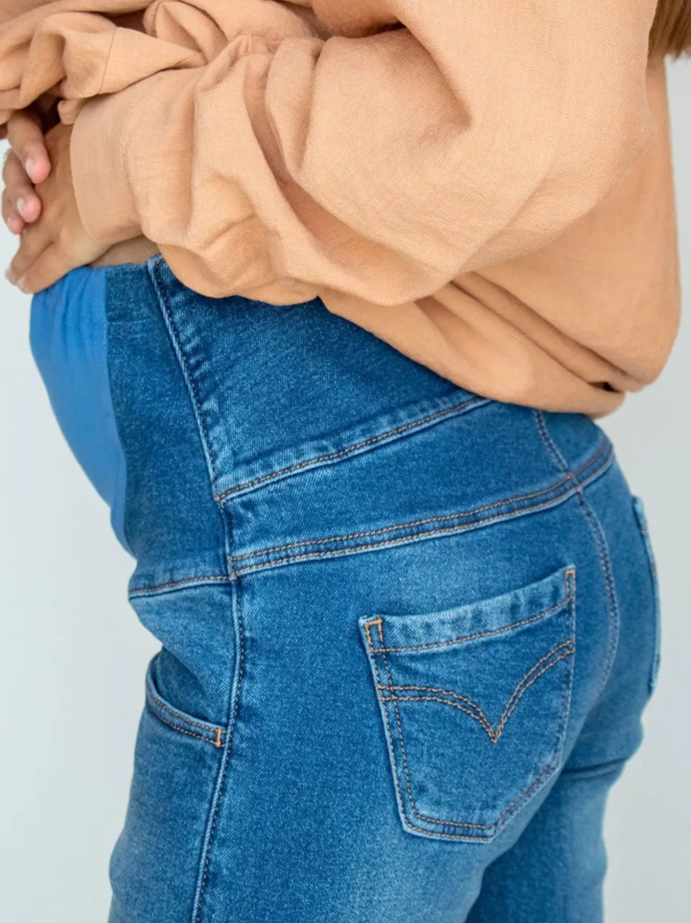 Jeans de grossesse en denim bleu