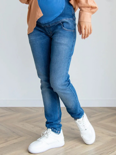 Jeans de grossesse en denim bleu