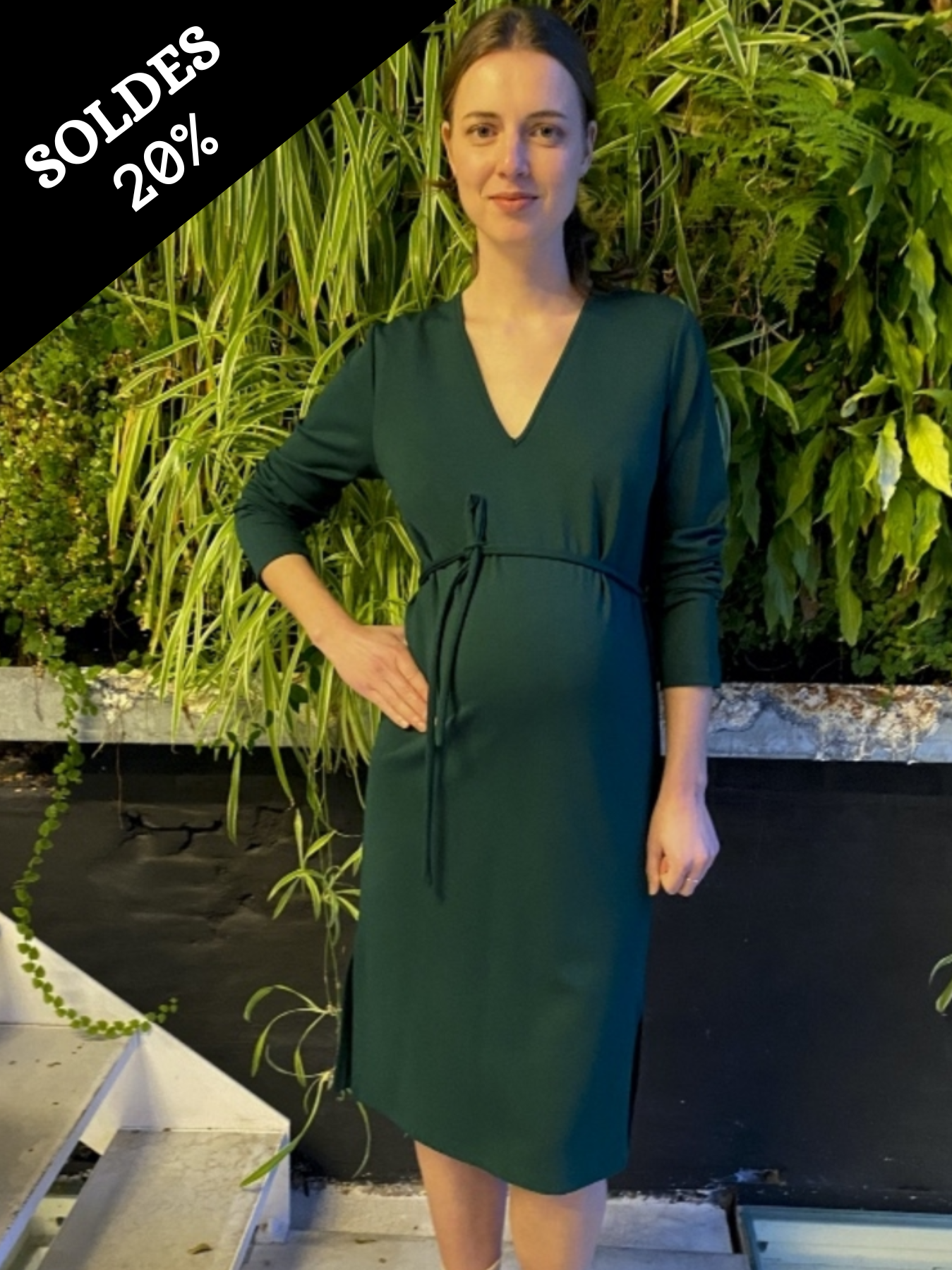 Robe de grossesse midi verte foncée