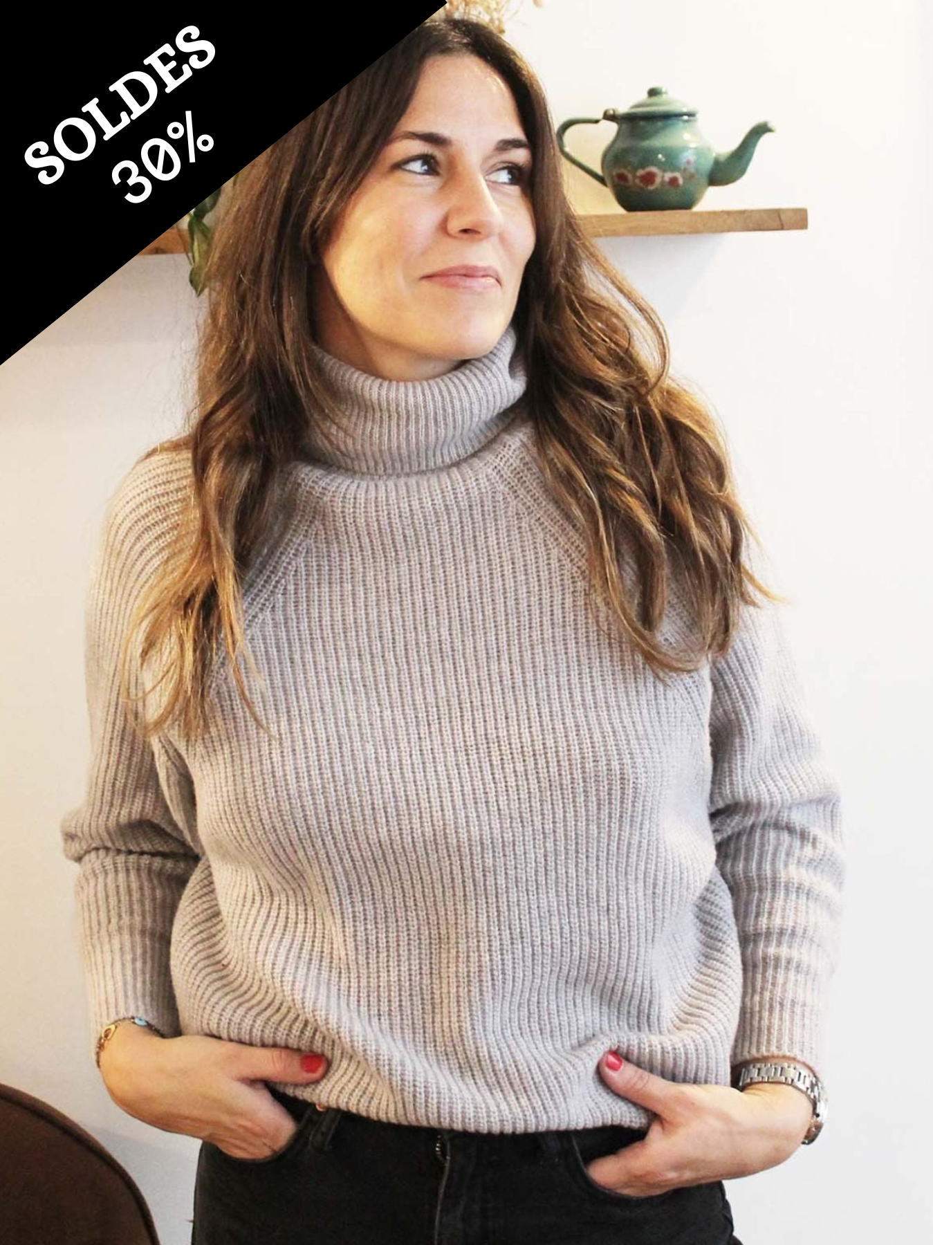 Pull d’allaitement mama en laine mérinos Gris