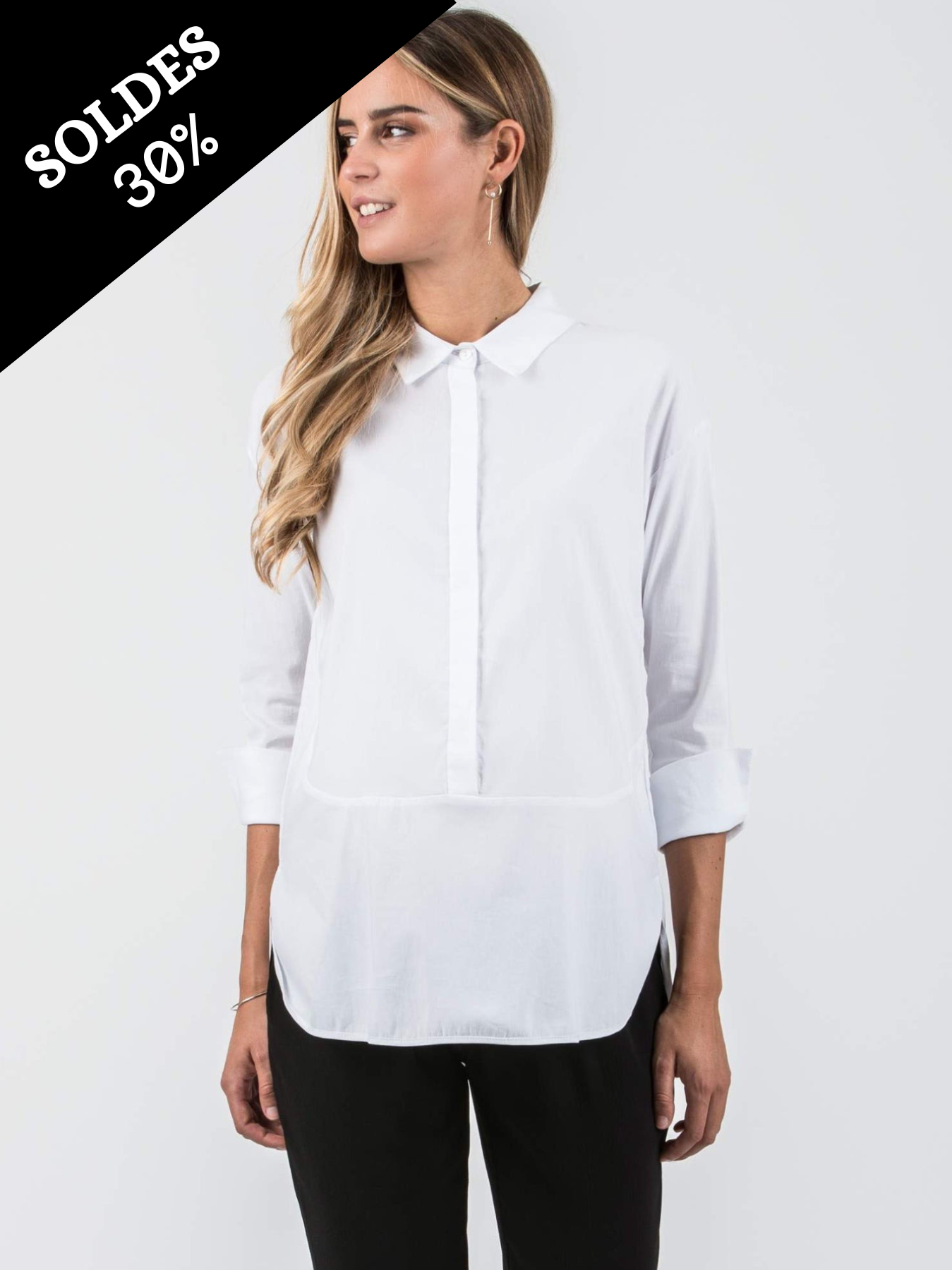 Chemise de grossesse en coton BEATRICE Blanche