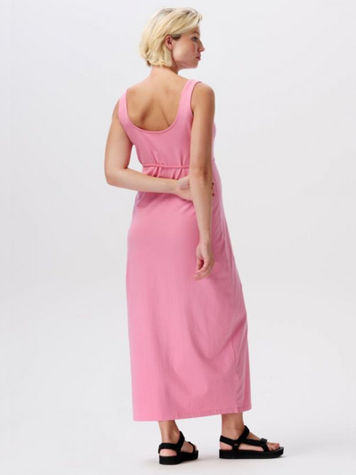 Pink cotton maternity dress