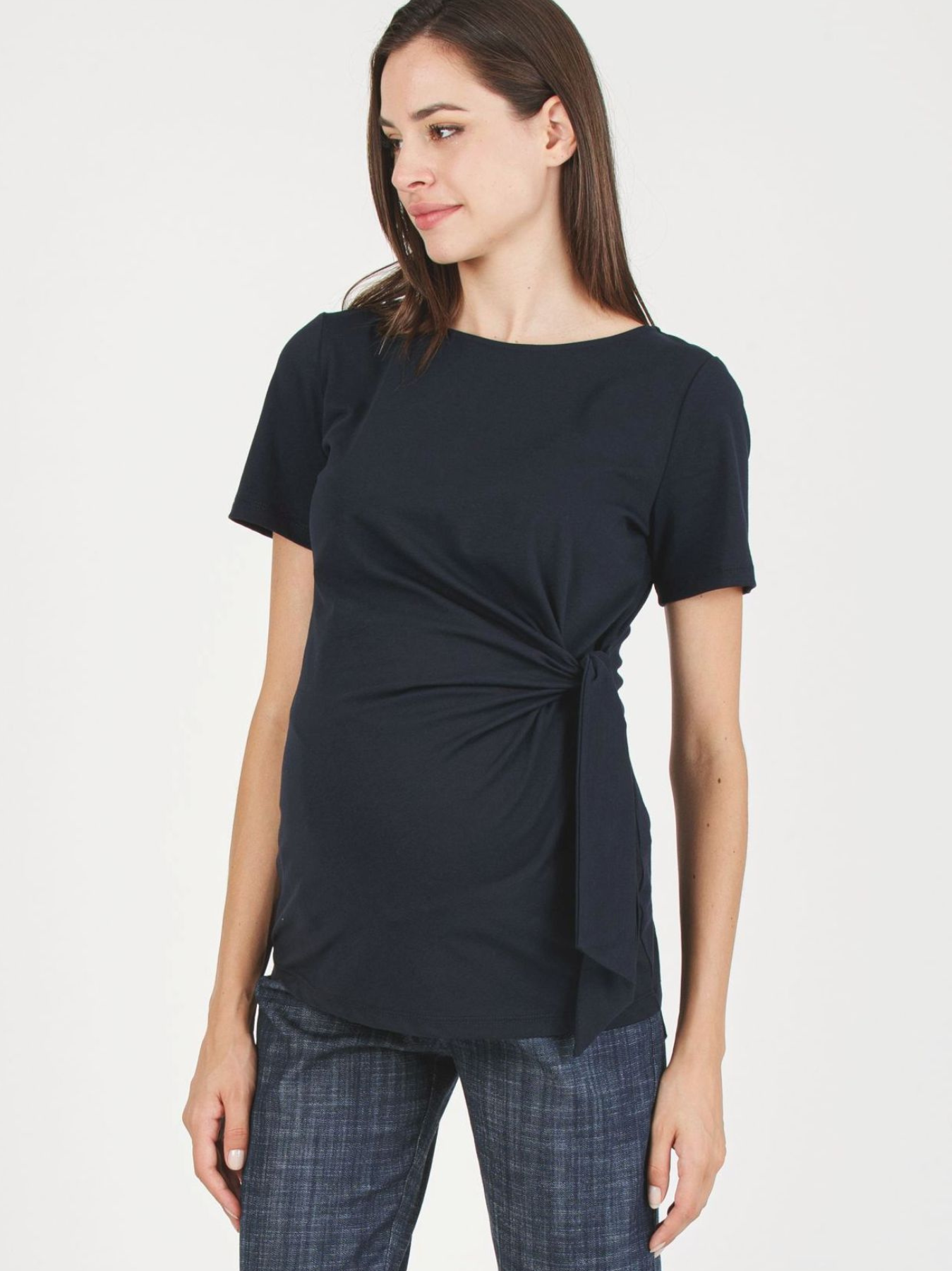 Karen Navy Knot Maternity T-Shirt