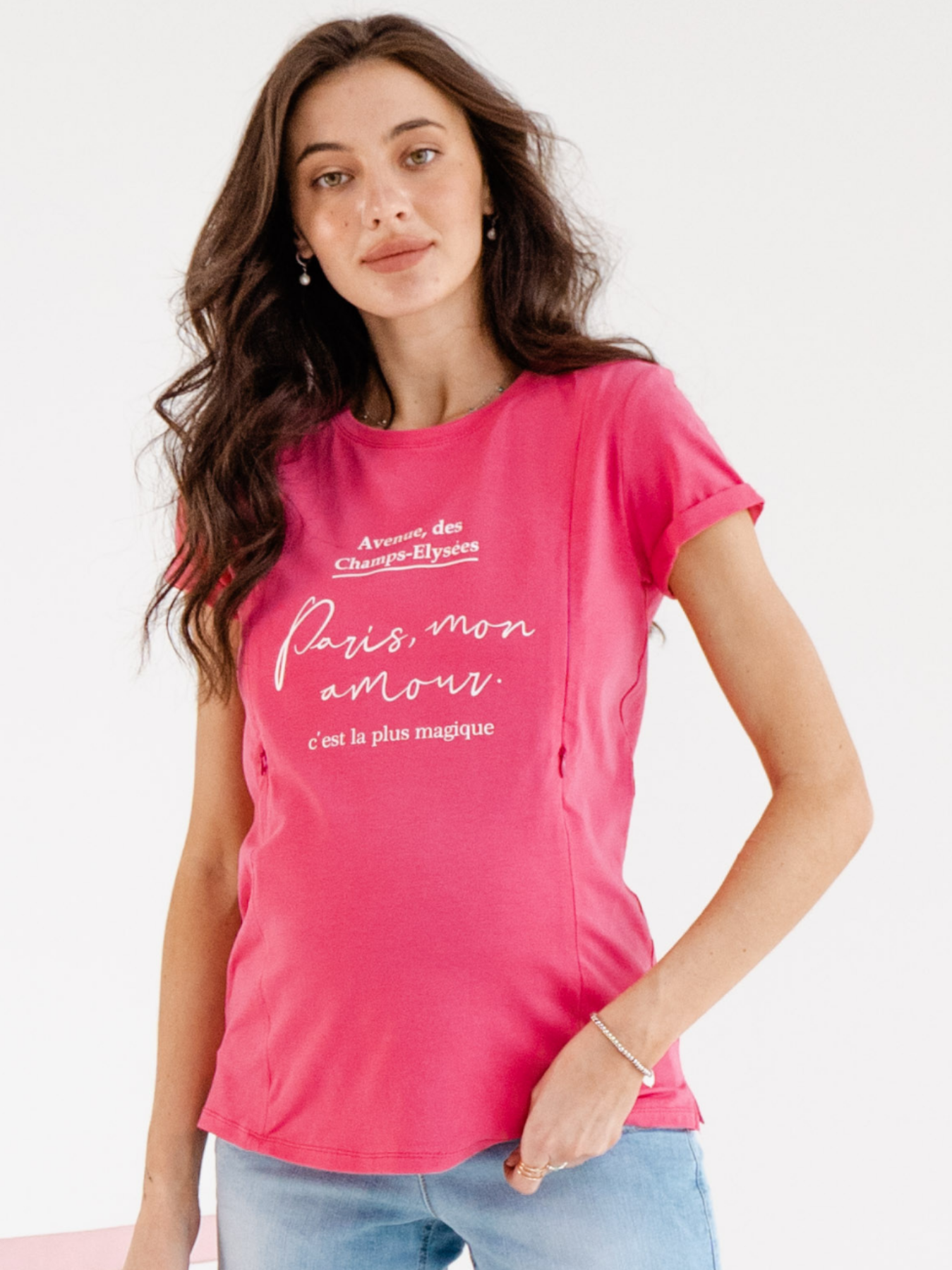 T-shirt 'Paris Mon amour' Rose